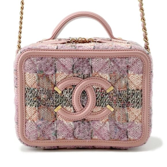 CHANEL CCFiligree vanity bag Size Small Tweed/Leather Pink/Multicolor A93342 - Picture 1 of 13